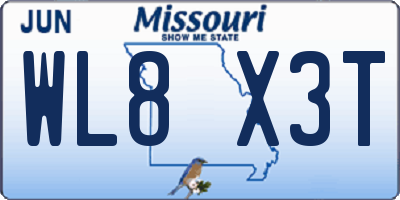 MO license plate WL8X3T