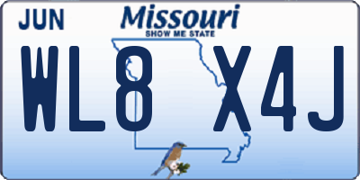 MO license plate WL8X4J