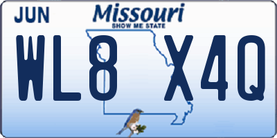 MO license plate WL8X4Q