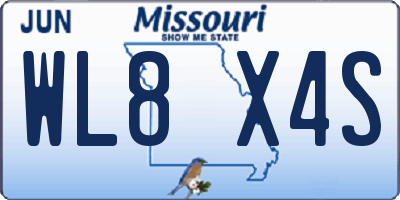 MO license plate WL8X4S
