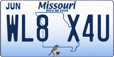MO license plate WL8X4U