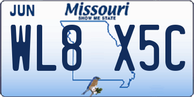 MO license plate WL8X5C