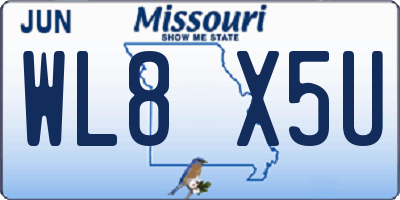 MO license plate WL8X5U