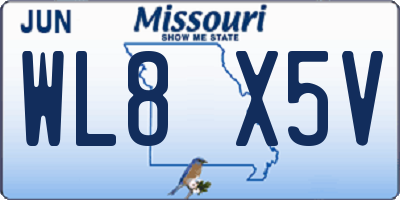 MO license plate WL8X5V