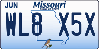 MO license plate WL8X5X