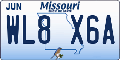 MO license plate WL8X6A