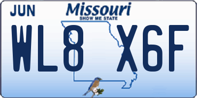 MO license plate WL8X6F