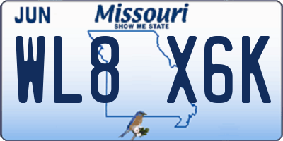 MO license plate WL8X6K