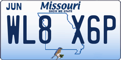 MO license plate WL8X6P