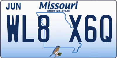 MO license plate WL8X6Q