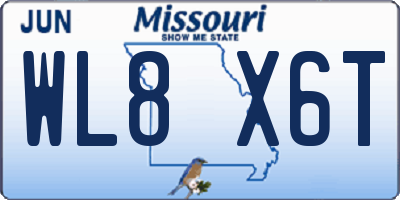 MO license plate WL8X6T