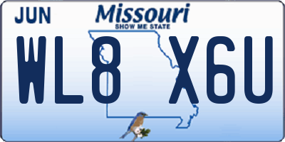 MO license plate WL8X6U