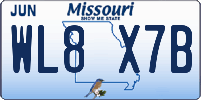 MO license plate WL8X7B