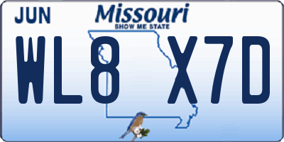 MO license plate WL8X7D