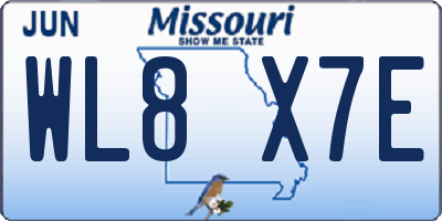 MO license plate WL8X7E