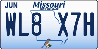 MO license plate WL8X7H
