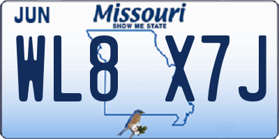 MO license plate WL8X7J