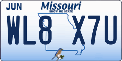 MO license plate WL8X7U