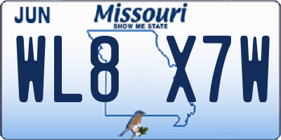MO license plate WL8X7W