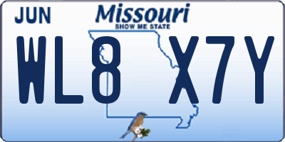 MO license plate WL8X7Y