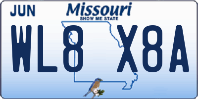 MO license plate WL8X8A