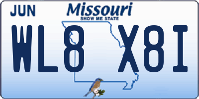 MO license plate WL8X8I