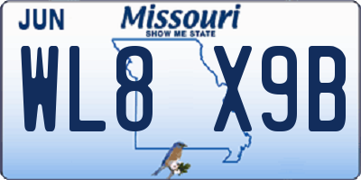 MO license plate WL8X9B