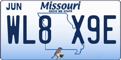 MO license plate WL8X9E