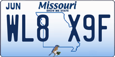 MO license plate WL8X9F