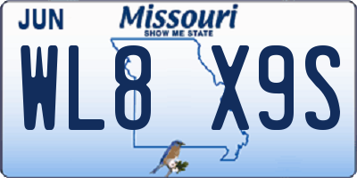 MO license plate WL8X9S