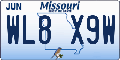 MO license plate WL8X9W
