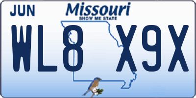 MO license plate WL8X9X