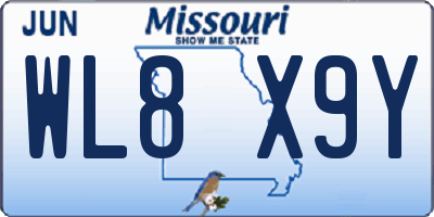 MO license plate WL8X9Y