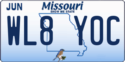 MO license plate WL8Y0C