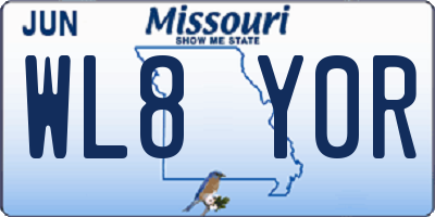 MO license plate WL8Y0R