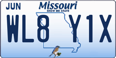 MO license plate WL8Y1X