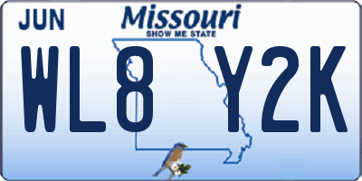 MO license plate WL8Y2K