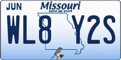 MO license plate WL8Y2S