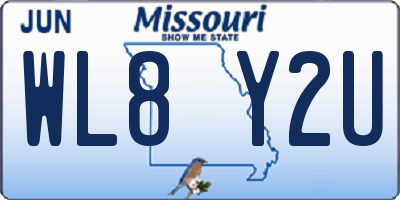 MO license plate WL8Y2U