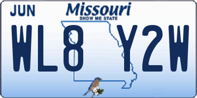 MO license plate WL8Y2W