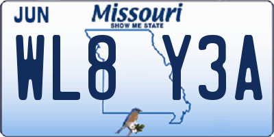 MO license plate WL8Y3A