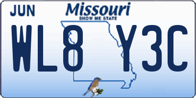 MO license plate WL8Y3C