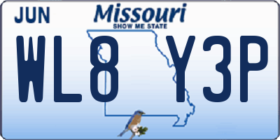 MO license plate WL8Y3P