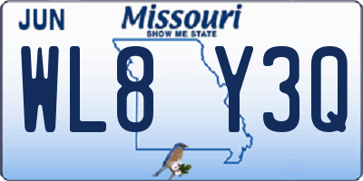 MO license plate WL8Y3Q