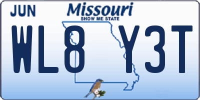 MO license plate WL8Y3T