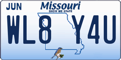 MO license plate WL8Y4U