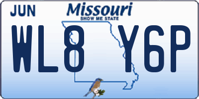 MO license plate WL8Y6P