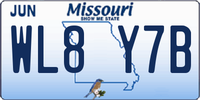 MO license plate WL8Y7B