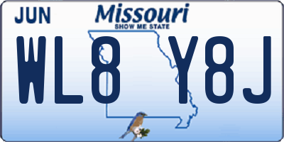MO license plate WL8Y8J