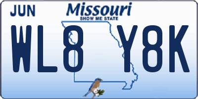 MO license plate WL8Y8K